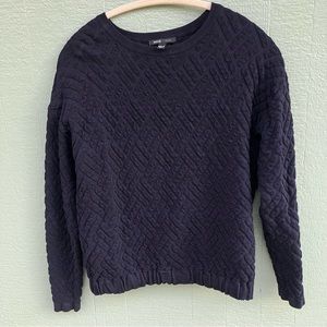 MNG, navy quilted sweater top